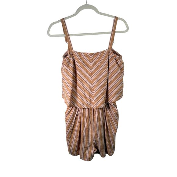 Toad & Co Taj Hemp Romper Brown Striped Summer Vacation Casual Travel Womens XS - Picture 1 of 7